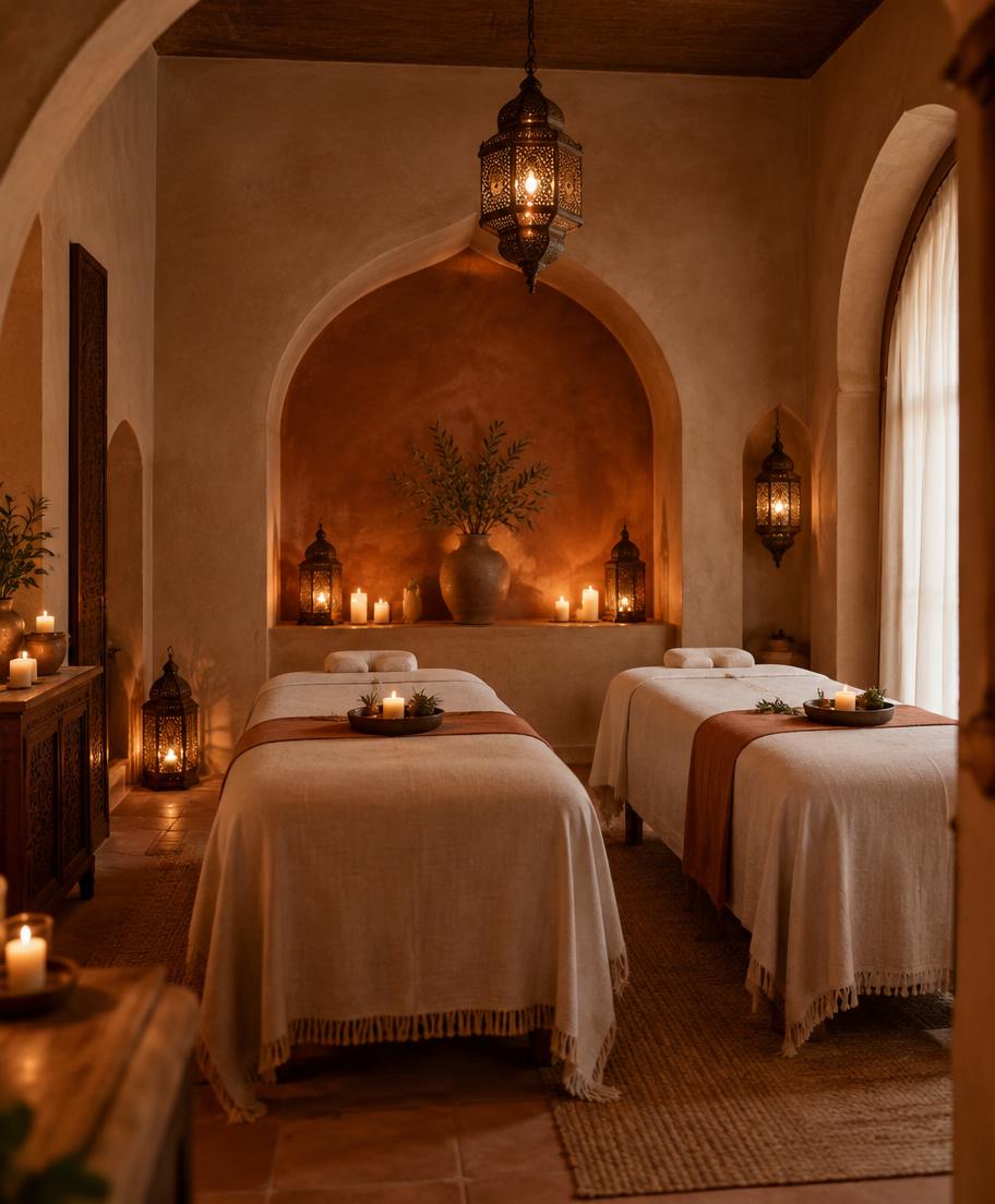 Couples treatment room with lanterns